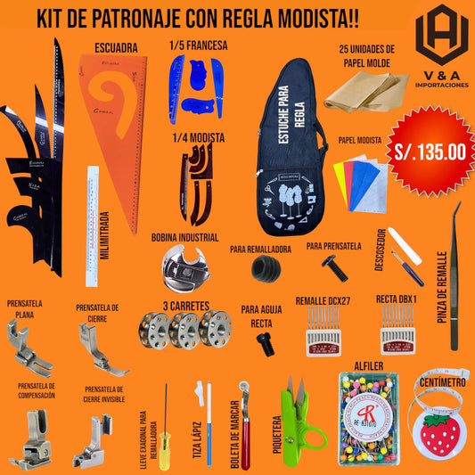 KIT DE PATRONAJE CON REGLA MODISTA